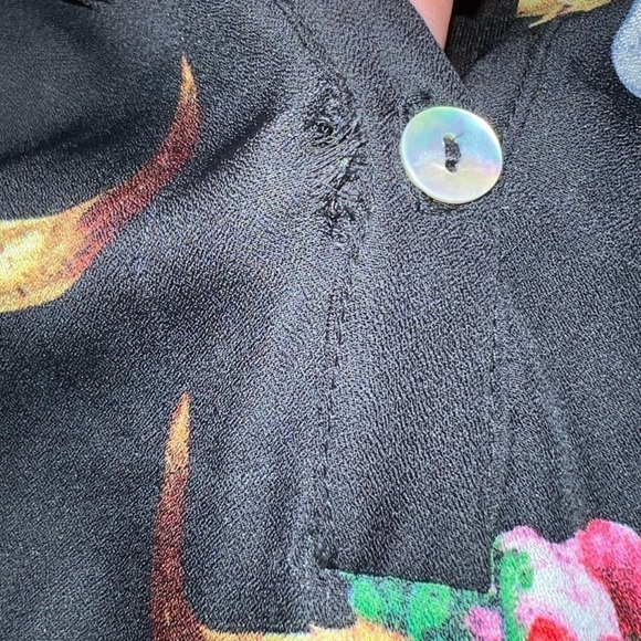 Show Me Your MuMu Tunic Top S Jamie Bull Floral Print Black Button - Picture 10 of 11